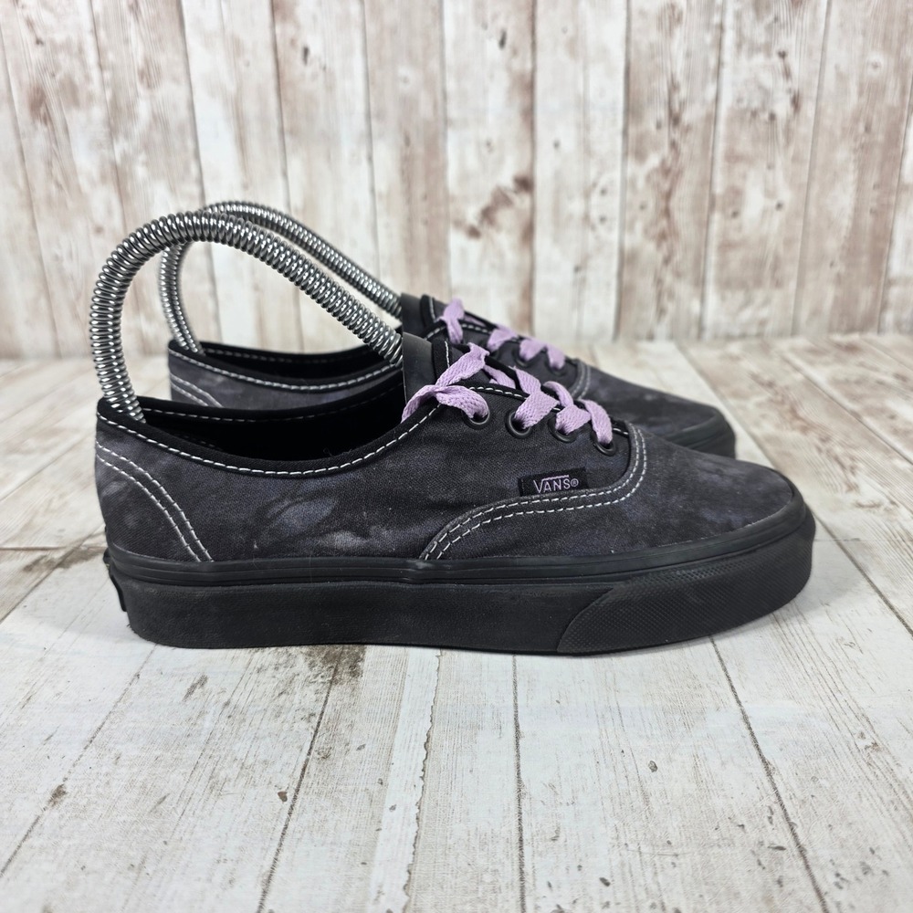 Vans Authentic Tie Dye Black Grey Lavender Bones Outsole Sneakers Womens 5